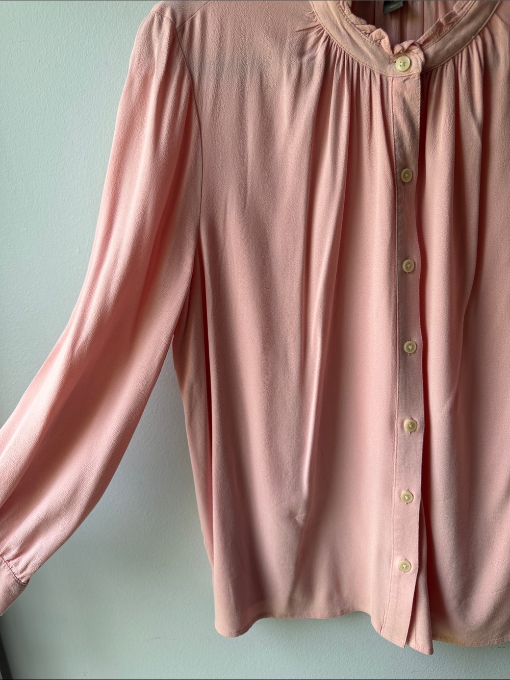 Style & Co  Pink Ruffle-Neck Button Down Blouse - Picture 4 of 5